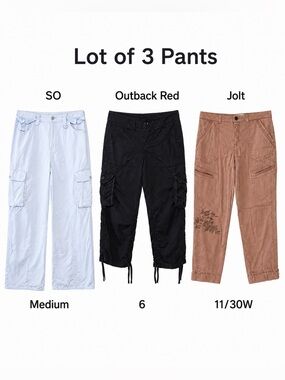 Women’s 3 Pants Lot Set Outback Red Size 6 SO Size Medium Jolt Size 11